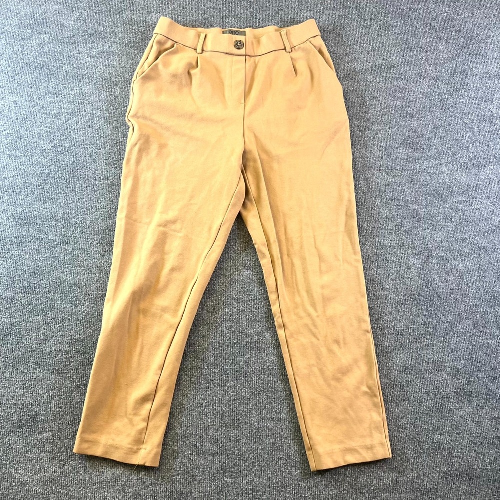 One by Chapter One Pant Women's S Beige Chino Straight Business Preppy Stretch